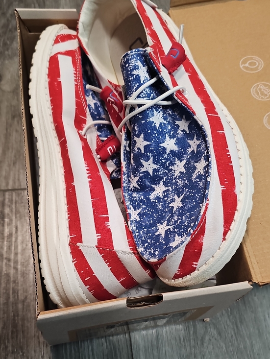 Hey Dude Shoes - Hey Dude Patriotic Red White Blue Star & Stripe Slip-On Sneakers